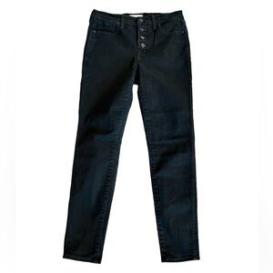 MADEWELL 10 Inch High Rise Skinny Jeans Black Button Front